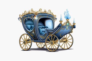 Cinderella Carriage Clipart, On White Background, Spaced Out, 4K, Fairycore, Ultra-HD, Vector Art