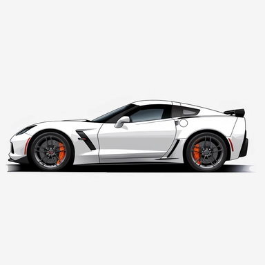 hyperrealism painting ,Chevrolet Corvette ZR1, 2D,vector logo, white background, digital art,side view, clipart