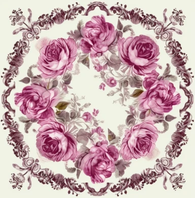 floral clipart for greetings cards valentines day shabby chic with pink roses vintage hd graphic, in the style of circular shapes, faience technique, extravagant table settings, light magenta and maroon, traditional chinese painting, hand-coloring, soft-edged