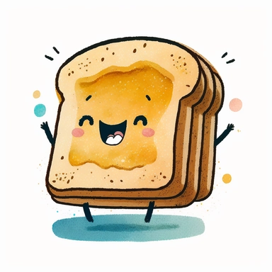 a cute cartoon toast bread. Watercolor clipart.