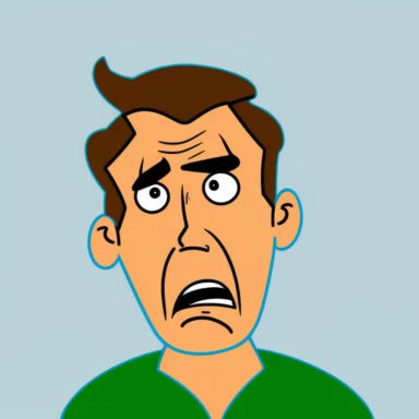 anxious facial expression on a male patient as a clipart cartoon