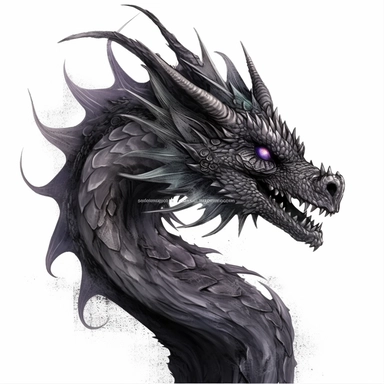fearsome dragon clipart, on white background, no shadow, no overlapping, only head and neck, gothic fearless dark