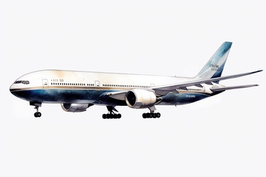 detailed watercolor, boeing 777-200ER clipart