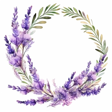 Adorable watercolor retro garland of lavender flowers for wedding invitation, watercolor clipart, high quality clipart, no background, high details