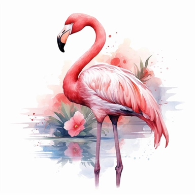 toile art, light watercolor, feminine flamingo, clipart