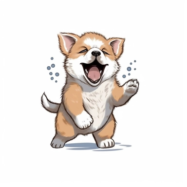 single isolated asset, cute beautiful Siberian Husky puppy dancing, front view, chibi style, watercolor, professional vector clipart, white background