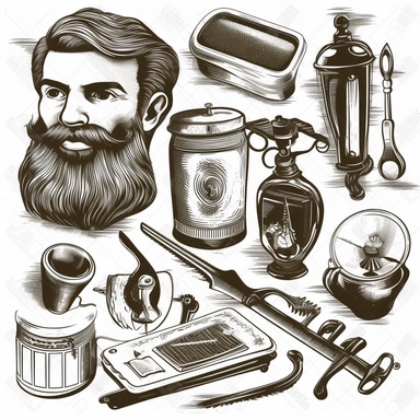 a one color clipart image of a items for a barber
