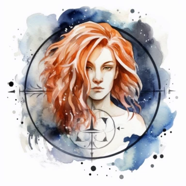 male zodiac sign leo, gothic theme, stylized, oldschool, watercolor, painting, minimalistic, simple, clipart, white background
