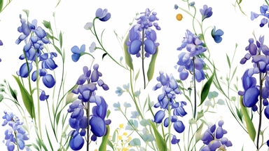 bluebell wood flowers, Watercolor, vector, white background, clipart, Seamless patterns, repeating patterns design, flat illustration,outlined , Vector, 4K, Art station, digital print, highly detailed clean, A detailed illustration a field,3D vector art, cute and quirky, fantasy art, watercolor effect, bokeh, Adobe Illustrator, hand-drawn, digital painting, low-poly, soft lighting, bird's-eye view, isometric style, retro aesthetic, focused on the character, 4K resolution,vector image, photoreali