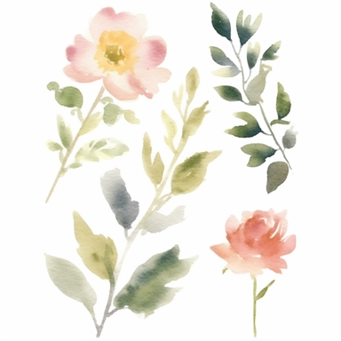 variations, in the style of watercolor painting, white background, etsy clipart, marriage flower clipart