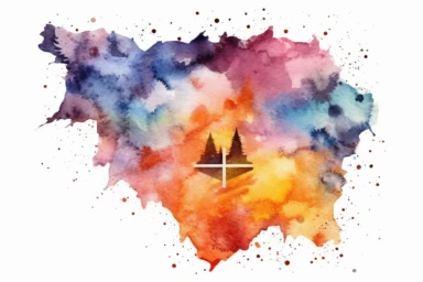 Watercolor, North Carolina US State clipart, hd, on a white background, spaced out