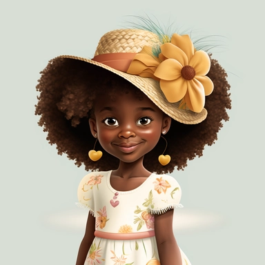 Happy Black Girl Smiling on Easter Sunday , Wearing a Easter hat , standing , walking, Carring easter basket , Easter art, funny black girls clipart, Funny black girl , Frilly Easter Dress , Ribbiobs in Hair Cheerful african american girl child png, clipart, afro ,Full body with legs , Cottage core , Love shack Fancy, Highly detailed close-up portrait , standing , Nicoletta Ceccoli, Mark Ryden, lostfish, Earl Nor, global lighting, divine rays, detailed and intricate surroundings, sf, intricate a