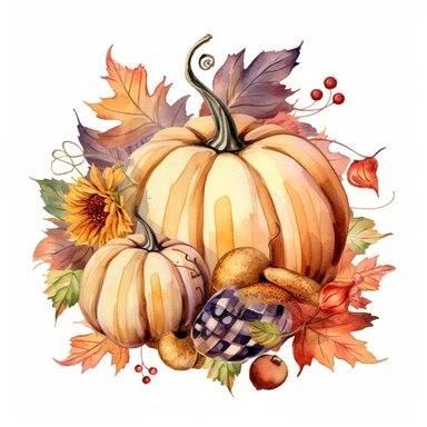 delicate colours Fall checkered handmade pumpkin arrangement clipart for thanksgiving greeting cards, invitations, wall art, signs, hand drawn autumn clip art
