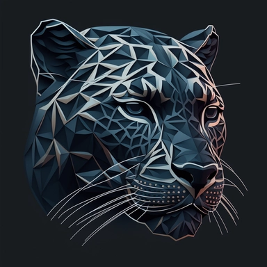 strong, motivating, confident jaguar head . white super simple linear abstracted angular clipart logo. dark blue background. logo for a coach.