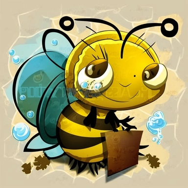 student bee, abstract, in style of Clipart kids