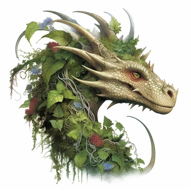 dragon of nature tattoo design by twilight designs, in the style of david nordahl, jean-baptiste monge, farel dalrymple, fantastical street, high resolution, imaginative characters, vibrant colors, clipart, blank white background