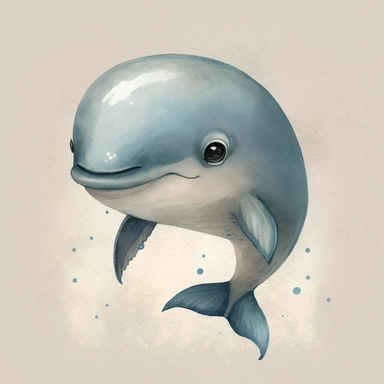 baby dolphin clipart, in the style of muted and subtle tones, cartoon, close up, booru, wimmelbilder, hand-painted details, charming characters, thick texture, blue hues