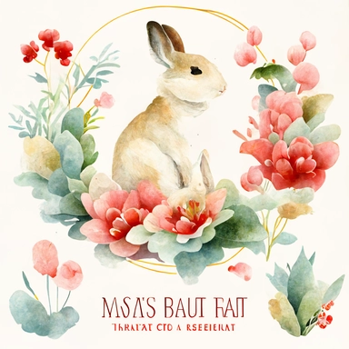 Chinese new year of rabbit watercolor clipart