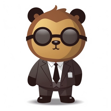 a cute teddybear dressed as a business man, clipart, simple, against a white background,