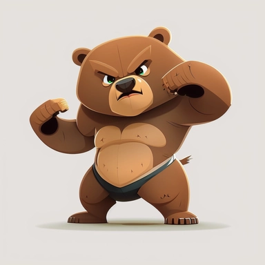 cute bear vector clipart, The bear is standing on its hind legs, roaring, The bear's teeth are bared, and its claws are extended, The bear looks very angry and dangerous, The bear is not afraid to fight