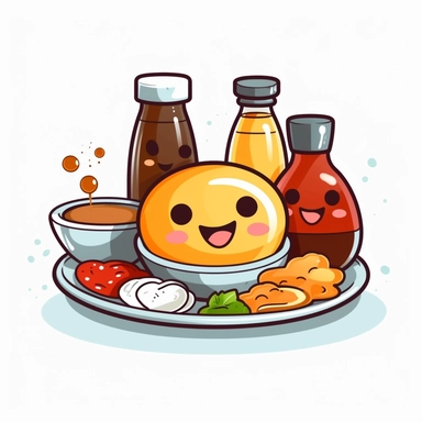 cute kawaii soy sauce plate, white background clipart