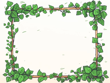Decent Minimalistic Isometric Sticker Clip Art Frame for rectangular Picture Card, two lines on the rim with Ivy Plant around it, Nature, children friendly, illustrated in a playful style, perfect for any special occasion, cut out in the shape of aestethic Digital Frame, with no visible middleground, white center, conveying a mystical and whimsical mood, edited with Adobe Photoshop to adjust brightness and contrast, rendered as a transparent PNG file with a high resolution to ensure a crisp and 