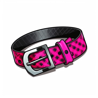 Create a Y2K-style vector illustration clipart on a clean white background, featuring an emo-inspired checkered belt. The belt should embody the bold and edgy aesthetic of Y2K and emo fashion, with a checkered pattern that combines vibrant neon colors and dark tones. The checkered belt should have a wide width, emphasizing its presence as a statement accessory. The squares of the checkered pattern should alternate between neon pastel shades like electric blue, lime green, and bubblegum pink, alo