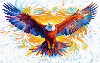 Create a captivating visual representation that symbolizes breaking free from barriers and unleashing boundless potential in business. Depict a soaring eagle with its wings outstretched, symbolizing courage, freedom, and limitless possibilities. Let the image exude a sense of empowerment and inspire viewers to embrace change, overcome challenges, and rise above limitations. Use vibrant colors and dynamic elements to convey energy and excitement. The image should evoke a sense of awe and ignite t