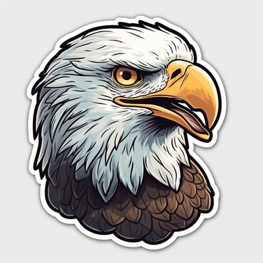 Cute Bald Eagle, happy and smiling, bold line, grey outline, clipart, sticker, white background, no shadow, 8k detail