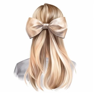 watercolor realistic hair bow single design clipart, white background, 8k