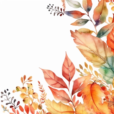watercolor fall border clipart, blank white background