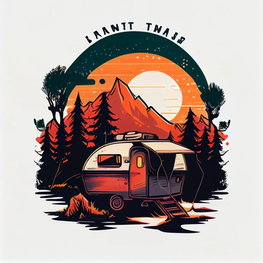 camping t shirt design clipart, white background
