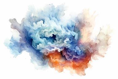 Watercolor, Design a young protostar, a swirling cloud of gas and dust on the verge of igniting fusion clipart, hd, on a white background, spaced out