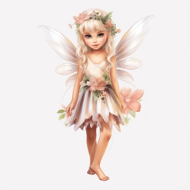 disney style little fairy priness clipart, watercolor clipart, png file, hyper realistic, transparent background,high detail, 8k
