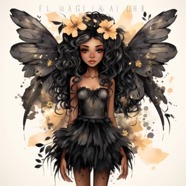 Watercolor Floral Black Fairy Girl Clipart Bundle,Commercial Use,floral black fairy beautiful wings, , girl clipart, watercolor fairy,black girl magic HD, detailed pasel colored hues, cartoon realism