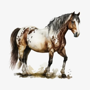 horse watercolor clipart illustration, transparent background