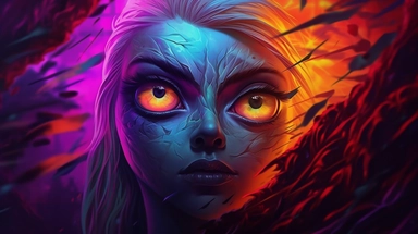 webp, oil painting, glowing eyes, clipart, Halloween, glow in the dark, neon, uhd, vivid, colorful, highly detailed,