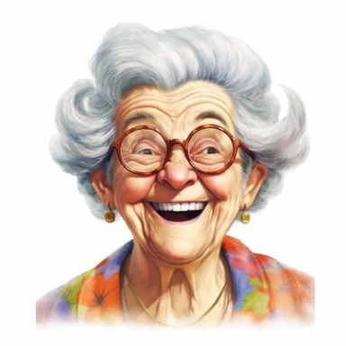 Happy Funny Old Lady Clipart, white background