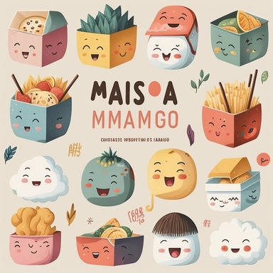 Chinese food emoji pack, isolated, clipart, watercolor, muted colors, pastel colors, realistic watercolor. reference by angela Hao. hayao Miyazaki style.