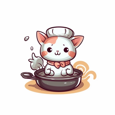 clipart of a Baker cat kawaii style white background
