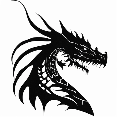 a free print dragon silhouette on clipart, black and white