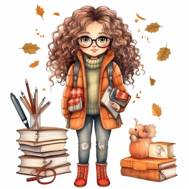 cute girl, clipart, planner girl clipart, cottagecore, standing