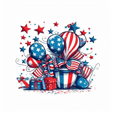 4th of july celebration ,Clipart style,, vector illustration, White Background