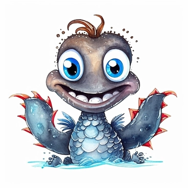 a Deep-Sea Dragonfish, deep-sea creature, knitted painting texture, Perfect for nursery art and children's book illustration style, simple, cute, full color, clipart, watercolor illustration, single object, high definition 8k, white background for removing background