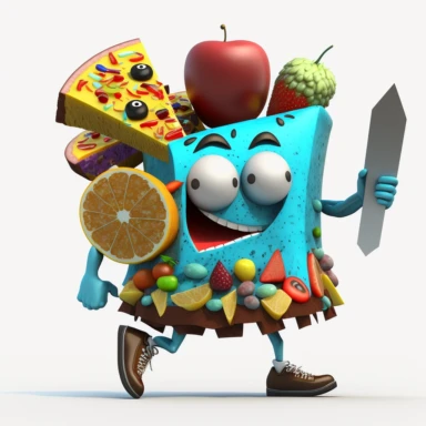 nutrition god as mascot as a food 3D clipart, 4K,in various types of foods with transparent background, insane detail