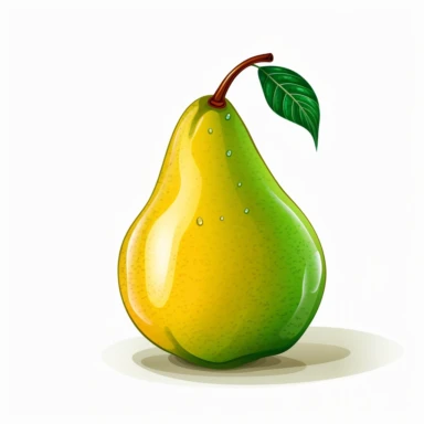 Pear, object, realistic bright colors, cell shading, game graphics, clean lines, linear drawing, simple, on a white background, vector graphics, clipart, comic art