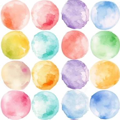 Nine abstract watercolor background vector clipart, in different light pastel colors, rounded, hazy romanticism, free brushwork