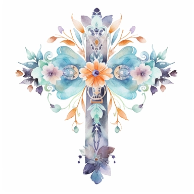 watercolor cross clip art boho on white background