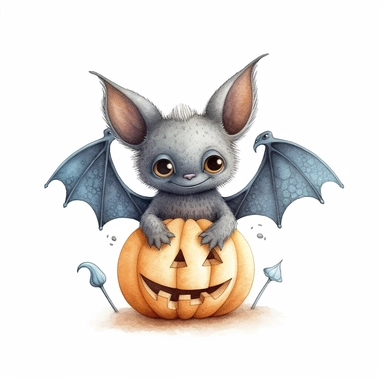 Axel scheffler illustration style halloween cute bat, high definition, 8k, insanely detailed, fine detail, sharp focus, illustration, white background, isolated clipart vector