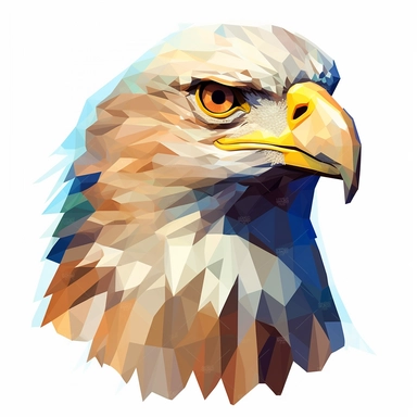 polygon eagle head flat svg vector clipart illustration, on a clean white background